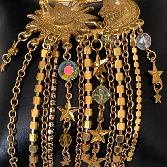 VTG ~ Kirk’s Folly Sun Moon Stars Aurora Borealis Beads Brooch - Picture 4 of 5